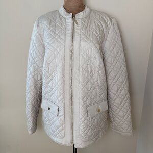 NWT Charter Club Quilted Jacket Womens Medium Beige Lightweight Coat Full Zip